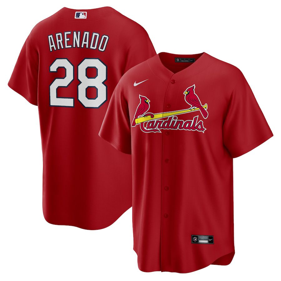Mens St. Louis Cardinals #28 Nolan Arenado Nike Red Alternate Official Replica Player MLB Jerseys